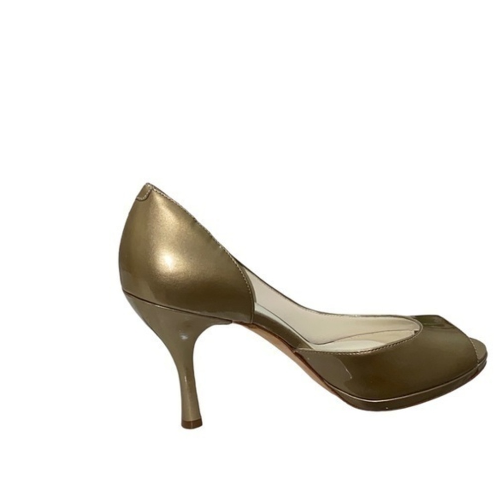 Colombo Via Della Spiga Peep toe gold patent leather pumps